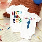 Personalised Birthday Boy Baby Bodysuit Kid T-shirt Sweatshirt Hoodie with Name and Age Birthday Milestone Celebration Gift for Kids