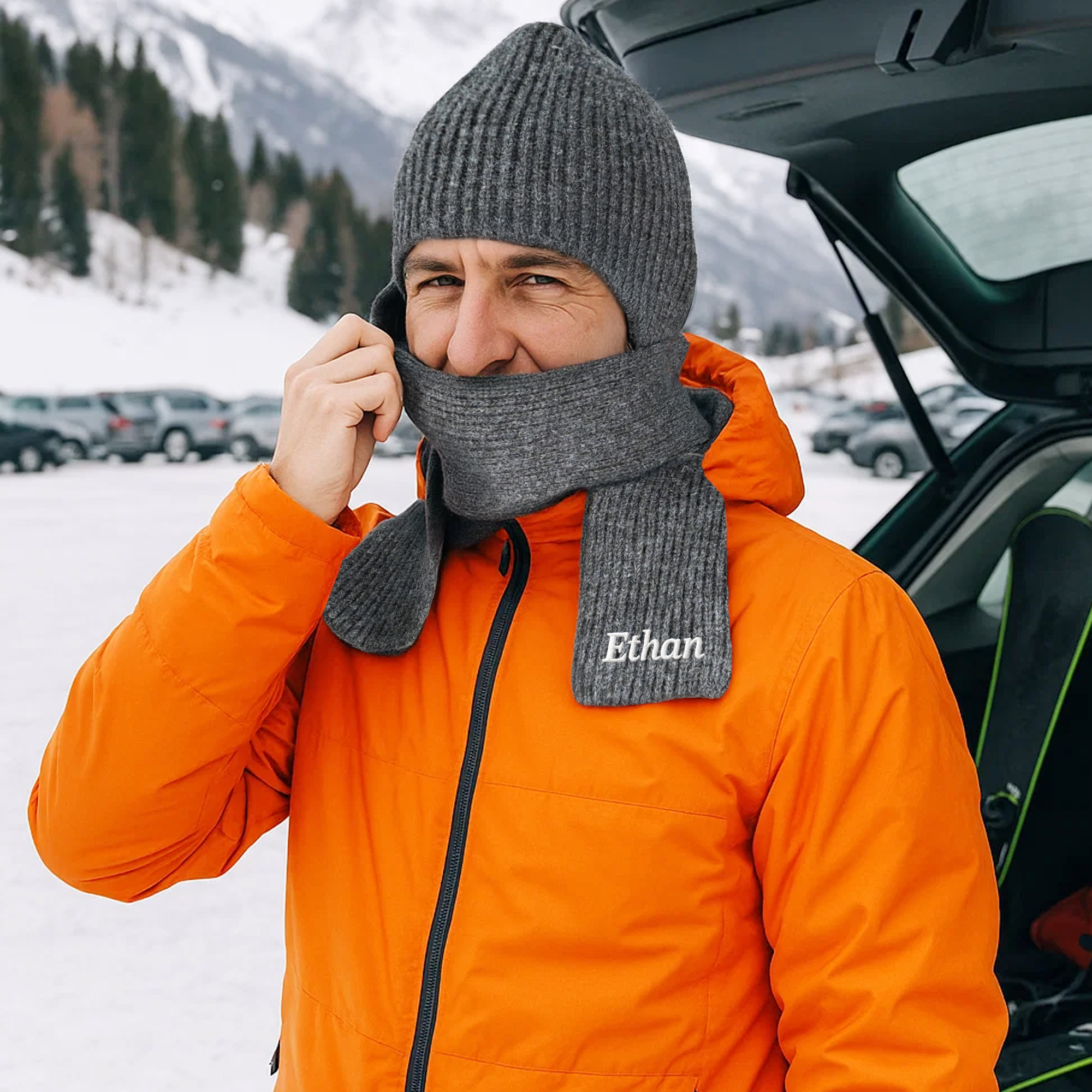 Écharpe à Capuche en Tricot Personnalisé