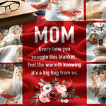 Gepersonaliseerde familiefoto's Bloem Hart Zacht Deken met Bijnaam Home Decor Kerst Verjaardag Cadeau voor Moeder