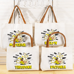 Personlig søt Marsupilami lerretveske med hale som spretter, navn og håndtak i PU-lær Bursdagsgave til venner | Callie × Marsupilami®