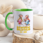 Personalized Watercolour Style Character Besties 11 oz 15 oz Ceramics Mug with Name and Year Birthday Christmas Gift for Friend Besties