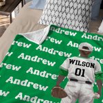 Personalized Multicolor Baseball Character Soft Throw Blanket with Name and Number Birthday Game Day Gift for Baseball Player Lover