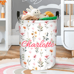 Personalised Multicolour Wildflower Waterproof Laundry Storage Basket with Handle and Name Baby Shower Birthday Gift for Kids Moms