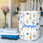 Personalised Multicolour Wildflower Waterproof Laundry Storage Basket with Handle and Name Baby Shower Birthday Gift for Kids Moms