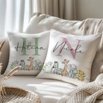 Personlig søt Woodland Animals Soft Baby Throw Pillow Cover med initial og navn Nursery Decor Baby Shower Gift for nyfødte nye foreldre