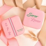 Personalized Pearl Pink PU Leather Jewelry Box with Name and Text Sorority Bid Day Initiation Big Little Gift for Sorors