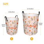 Personalised Multicolour Wildflower Waterproof Laundry Storage Basket with Handle and Name Baby Shower Birthday Gift for Kids Moms