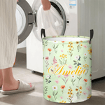 Personalised Multicolour Wildflower Waterproof Laundry Storage Basket with Handle and Name Baby Shower Birthday Gift for Kids Moms