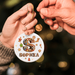 Personalized Gingerbread Man House Sweets Cane Ceramic Ornament with Name and Initial Home Tree Decor Christmas Gift for Kids Family