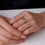 Personalised Double Hearts Birthstone Ring Dainty Jewellery Birthday Anniversary Gift for Women