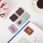 Personalized Cartoon Lion Cow Grumpy Animals Magnetic PU Leather Bookmark Clip with Name Reading Accessory Birthday Gift for Friends Bookworms