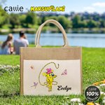 Personalised Cute Tail-Bouncing Marsupilami Jute Tote Bag with Name Birthday Christmas Gift for Friends | Callie × Marsupilami®