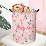 Personalised Multicolour Wildflower Waterproof Laundry Storage Basket with Handle and Name Baby Shower Birthday Gift for Kids Moms