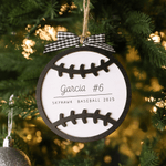 Adorno de madera personalizado en forma de balón deportivo con nombre, número y año Decoración del festival Regalo de Navidad para los amantes del deporte