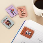 Personalized Cartoon Lion Cow Grumpy Animals Magnetic PU Leather Bookmark Clip with Name Reading Accessory Birthday Gift for Friends Bookworms