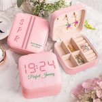 Personalized Pearl Pink PU Leather Jewelry Box with Name and Text Sorority Bid Day Initiation Big Little Gift for Sorors