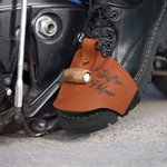 Protezioni personalizzate in vera pelle per le scarpe del cambio della moto con testo o logo Regalo di Natale di compleanno per motociclisti