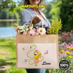Personalised Cute Tail-Bouncing Marsupilami Jute Tote Bag with Name Birthday Christmas Gift for Friends | Callie × Marsupilami®