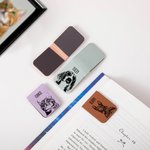 Personalized Sketch Dog Cat Face Magnetic Leather Bookmark Clip with Name School Office Stationary Supplies Gift for Pet Lover Book Lover