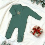 Personalised Multicolour Embroidered Santa Hat Initial 100% Cotton Baby Romper 1st Christmas Gift for Newborns Babies
