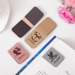 Personalized Book Dragon Floral Moon Castle Magnetic Leather Bookmark Clip with Name Reading Stationery Supplies Birthday Gift for Book Lovers