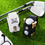 Personalisierter PU-Leder Golfball- und Tee-Beutel mit Golfschläger-Muster Namen Tragbares Sportzubehör mit Gürtelclip Geburtstag Geschenk für Golfer