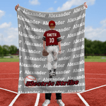 Personalized Multicolor Baseball Character Soft Throw Blanket with Name and Number Birthday Game Day Gift for Baseball Player Lover