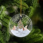 Gepersonaliseerd Schattig Dieren Baby's Eerste Kerstmis Transparant Acryl Ornament met Naam en Jaar Boomdecoratie Kerst Babyshower Cadeau voor Baby