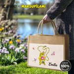Personalised Cute Tail-Bouncing Marsupilami Jute Tote Bag with Name Birthday Christmas Gift for Friends | Callie × Marsupilami®