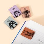 Personalized Sketch Dog Cat Face Magnetic Leather Bookmark Clip with Name School Office Stationary Supplies Gift for Pet Lover Book Lover
