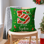 Gepersonaliseerd Candy Cane Initiaal Zacht Kussenovertrek met Naam Home Decor Kerstcadeau voor Vrienden Familie