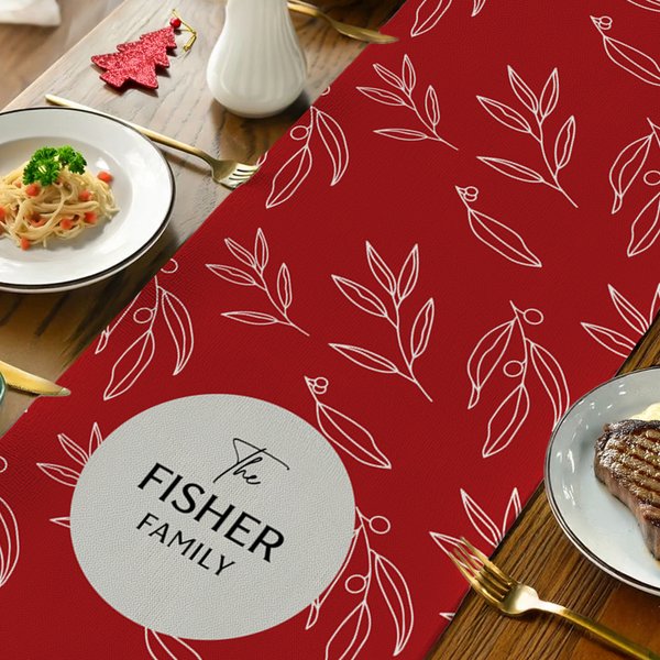 Personlig julbladslöpare med familjenamn Heminredning Housewarming julklapp för familj vänner