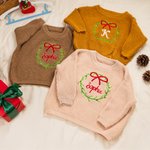 Personalised Christmas Wreath Sweater with Embroidered Name Birthday Baby's 1st Christmas Gift for Newborns New Parents