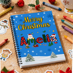Personalized Santa Claus Christmas Tree Spiral A5 Notebook with Name and 120 Lined Pages Christmas Gift for Family Kids