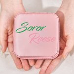 Personalized Pearl Pink PU Leather Jewelry Box with Name and Text Sorority Bid Day Initiation Big Little Gift for Sorors