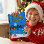 Personalized Santa Claus Christmas Tree Spiral A5 Notebook with Name and 120 Lined Pages Christmas Gift for Family Kids