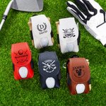 Personalisierter PU-Leder Golfball- und Tee-Beutel mit Golfschläger-Muster Namen Tragbares Sportzubehör mit Gürtelclip Geburtstag Geschenk für Golfer