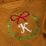 Personalised Christmas Wreath Sweater with Embroidered Name Birthday Baby's 1st Christmas Gift for Newborns New Parents