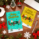 Personalized Santa Claus Christmas Tree Spiral A5 Notebook with Name and 120 Lined Pages Christmas Gift for Family Kids