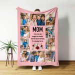 Gepersonaliseerde familiefoto's Bloem Hart Zacht Deken met Bijnaam Home Decor Kerst Verjaardag Cadeau voor Moeder