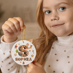 Personalized Gingerbread Man House Sweets Cane Ceramic Ornament with Name and Initial Home Tree Decor Christmas Gift for Kids Family