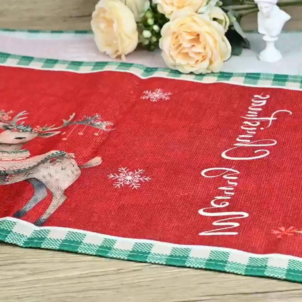Personalized Santa Claus Reindeer Christmas Table Runner Matching Placemats Set with Family Name Christmas Gift for Family Friend 4