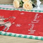 Personalized Santa Claus Reindeer Christmas Table Runner Matching Placemats Set with Family Name Christmas Gift for Family Friend