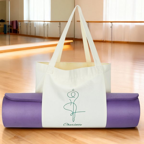 Borsa per tappetino da yoga personalizzata con testo, grande capacità - Regalo per amanti dello yoga, Pilates, fitness