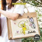 Personalised Cute Tail-Bouncing Marsupilami Jute Tote Bag with Name Birthday Christmas Gift for Friends | Callie × Marsupilami®