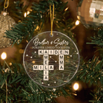 Spersonalizowana akrylowa ozdoba świąteczna Brothers Sisters Puzzle Art z tytułem i imieniem Home Tree Decor Prezent świąteczny dla przyjaciół rodziny