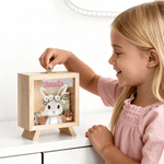 Tirelire en Bois Personnalisée avec Motif Animaux Couronne de Fleurs Mignonne et Nom  Cadeau Fête des Enfants Anniversaire pour Enfants