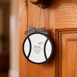 Adorno de madera personalizado en forma de balón deportivo con nombre, número y año Decoración del festival Regalo de Navidad para los amantes del deporte