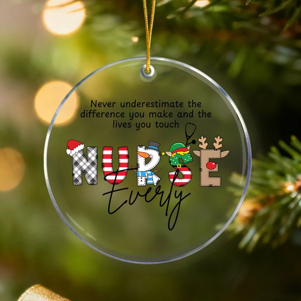Personalizzato Infermiere Acrilico Vetro Ceramica Appeso Ornamento con Nome e Anno Decorazione Albero Regalo di Natale Apprezzamento per il Personale Medico