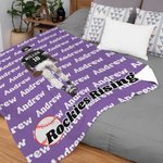 Personalized Multicolor Baseball Character Soft Throw Blanket with Name and Number Birthday Game Day Gift for Baseball Player Lover